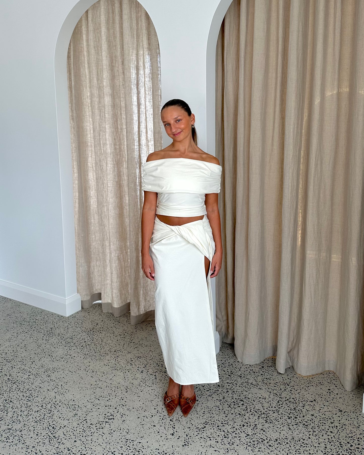 Rudi Off Shoulder Top & Midi Skirt Set